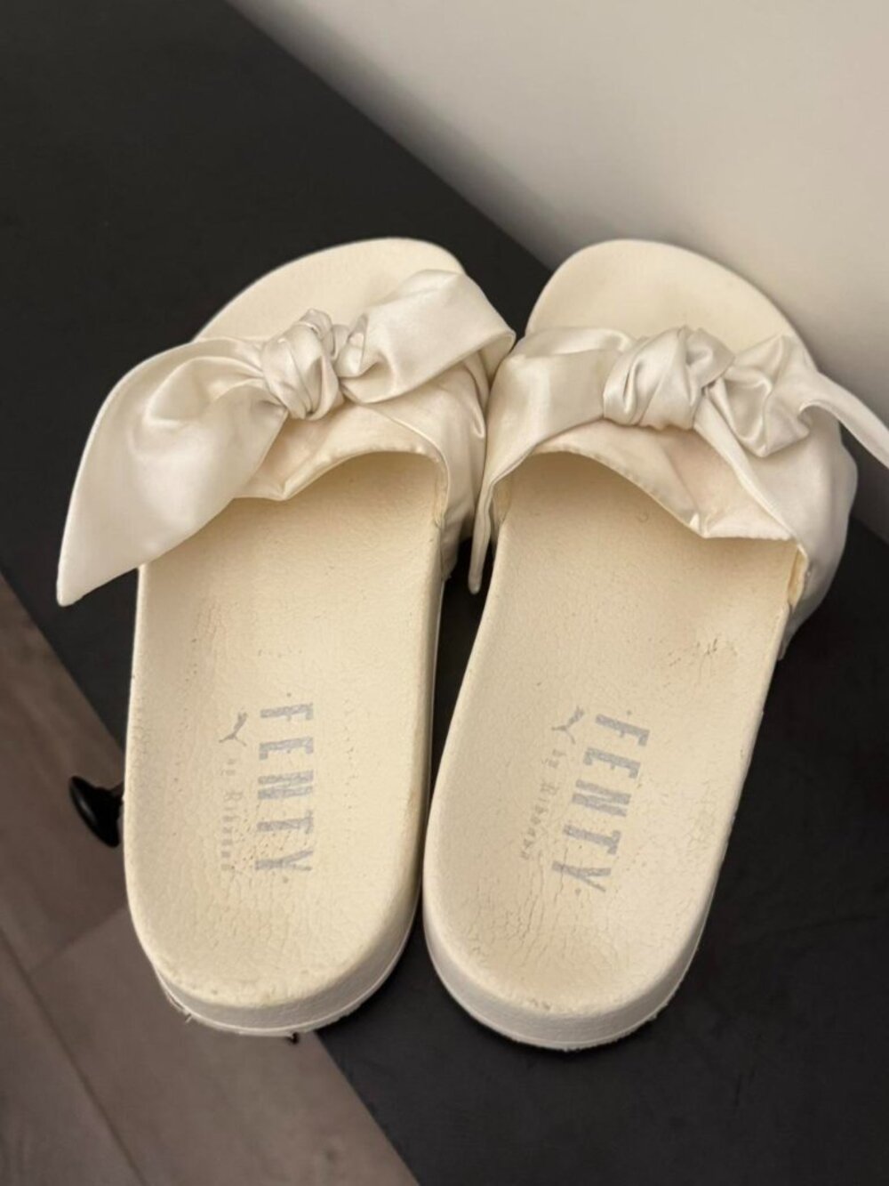 Puma Women's Cream and White Slides